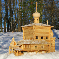 Макет церкви Николая Чудотворца с. Нижний Починок. 1717 г. Кировская область. М 1:50, январь-май 2025 г.