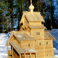 Макет  Троицкой церкви. Димиановской Юрьегорской Свято-Троицкой пустыни. 1792, 1890, 2014 гг. Архангельская область. М 1:50, август-октябрь 2025 г.